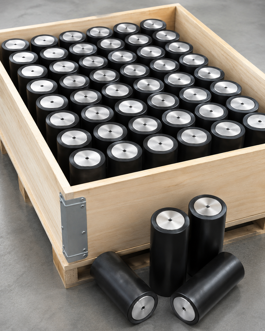 Packed cylindrical shafts with loose machined pins