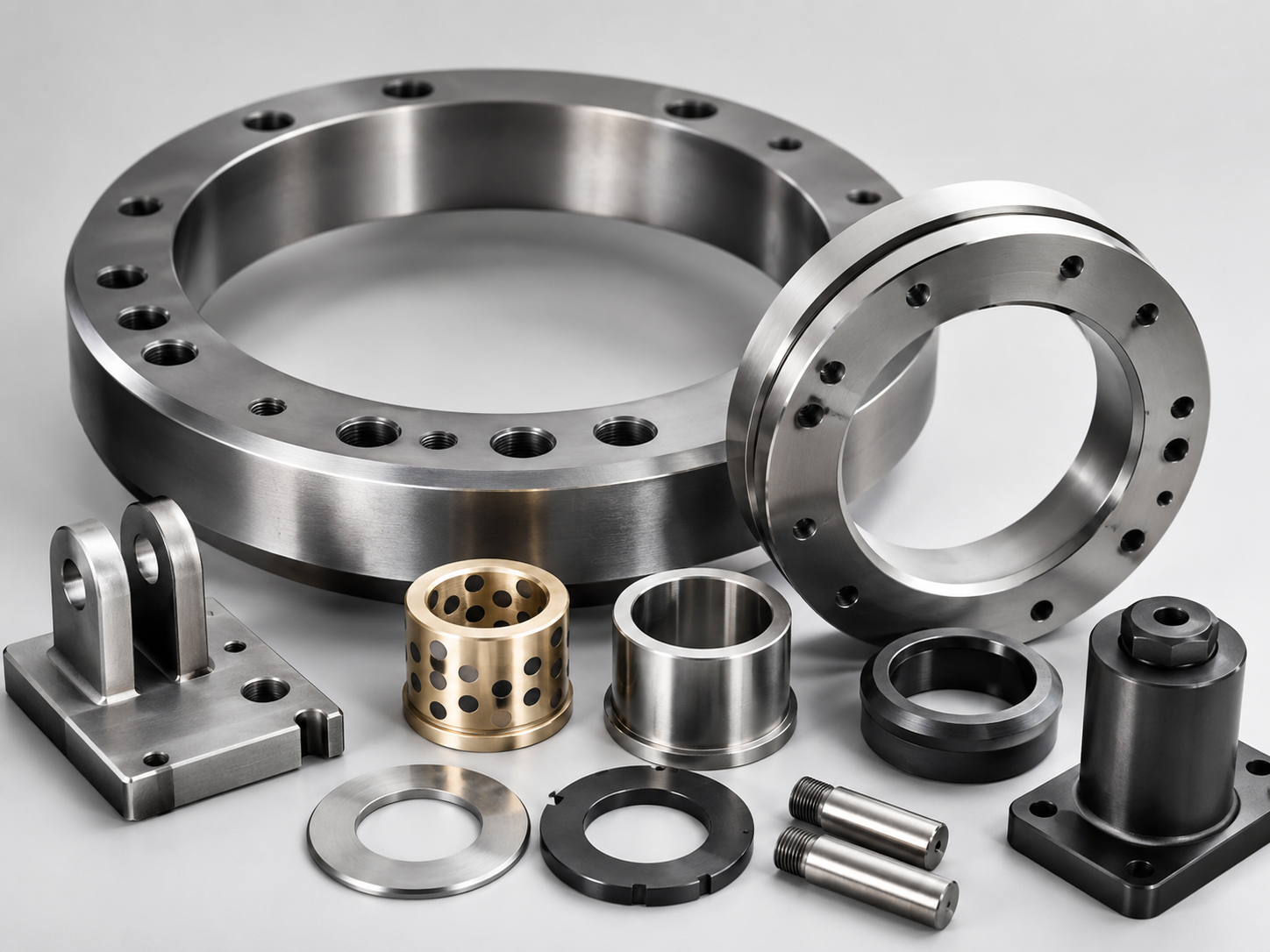 Machined slewing bearing ring and spacer accessory kit